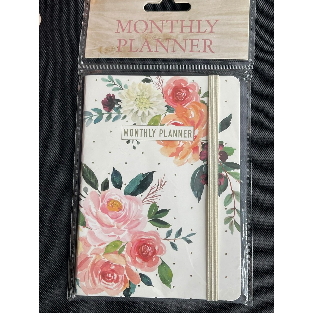 Enchante Accessories Monthly Planner Floral Watercolor Gold Foil Pocket Size NEW